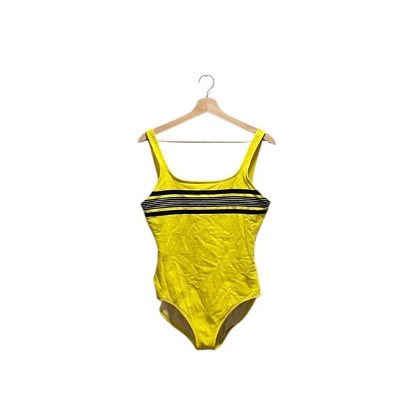 Nautica Y2K One Piece Swimsuit Yellow Size 14 Preppy Beach Vacation Swim Summer - Picture 1 of 12